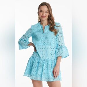 TYLER BOE ISLA EYELET SKIMMER DRESS CAPRI resort wear size M